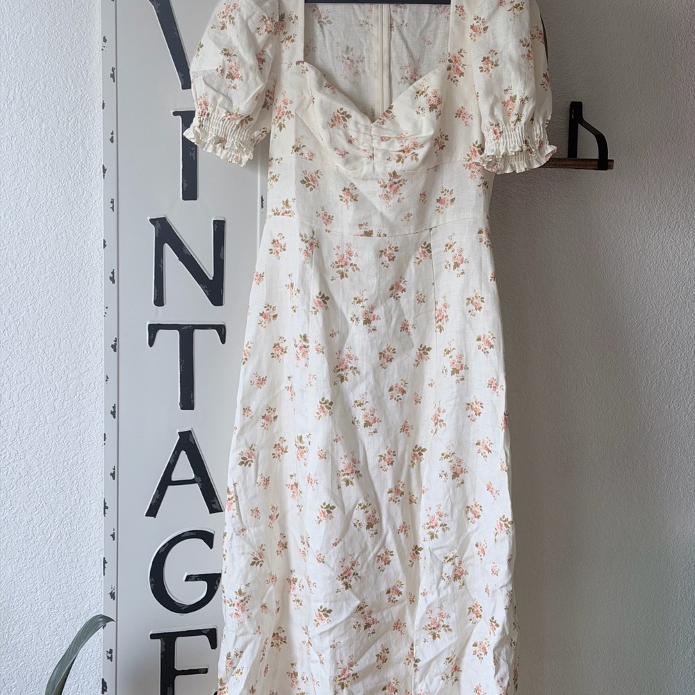 Reformation White Floral Midi Dress